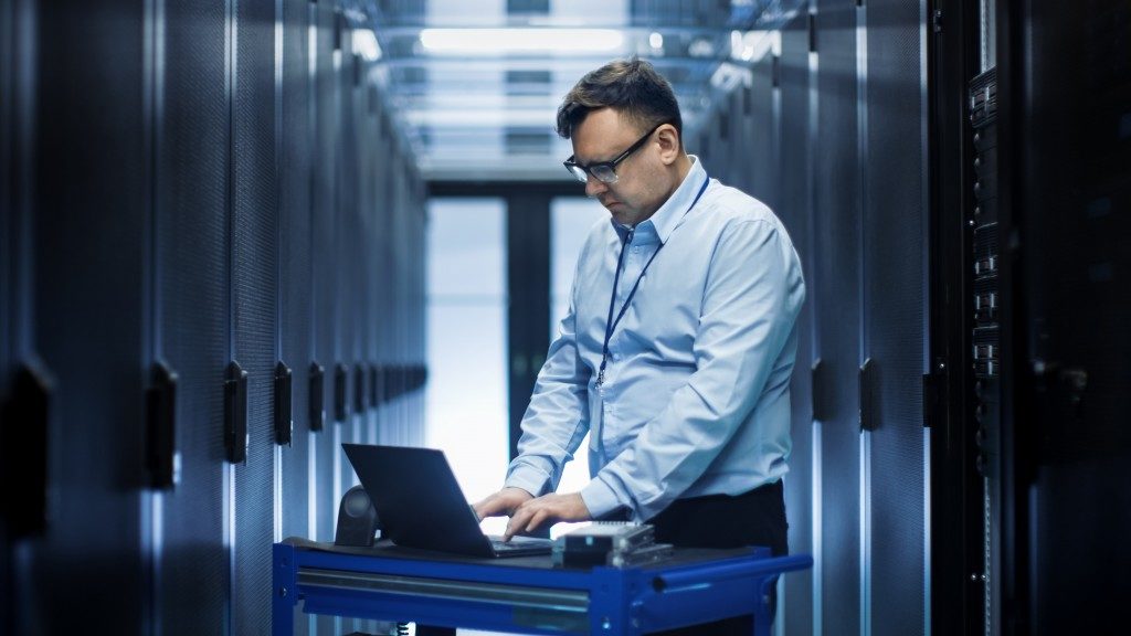 Man working in the data center